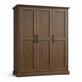 Dreitüriger Kleiderschrank in Holzoptik, 150 × 55 × 200 cm, Braun/Schwarz, Landhausstil