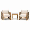 3-teiliges Gartenmöbel-Set mit 2 Sesseln 72 × 75 × 80 cm und Beistelltisch 50 × 50 × 45 cm, Beige/Braun/Taupe