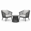 3-teiliges Gartenmöbel-Set in Anthrazit/Hellgrau, 2 Sessel je 74 × 76 × 84 cm und Tisch Ø 60 × 45 cm