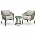 3-teiliges Gartenmöbelset mit 2 Gartensesseln 72 × 76 × 82 cm und Beistelltisch Ø 50 × 48 cm, Olivgrün/Beige