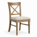 Gepolsterter Esszimmerstuhl im Landhausstil, Natur/Beige, 49 × 55 × 96 cm