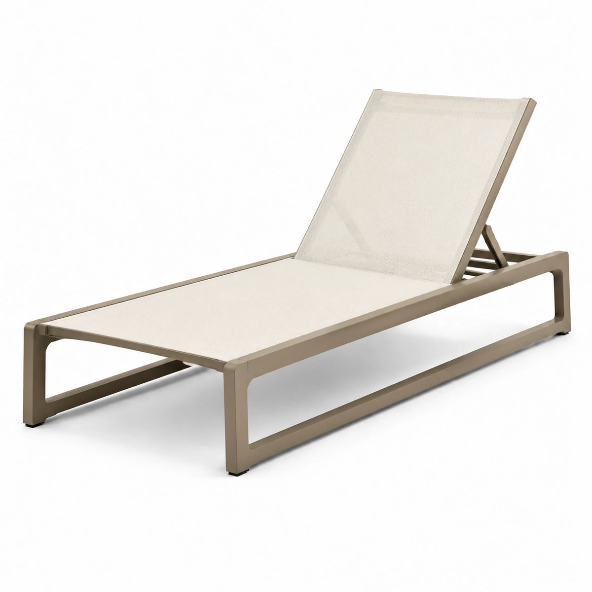 Gartenliege aus Metall und Textilgewebe, Beige/Taupe, 200 × 70 × 34 cm, mit verstellbarer Rückenlehne
