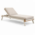 Verstellbare Gartenliege mit Polsterauflage, Beige/Cremeweiß/Naturbraun, 200 × 70 × 95 cm