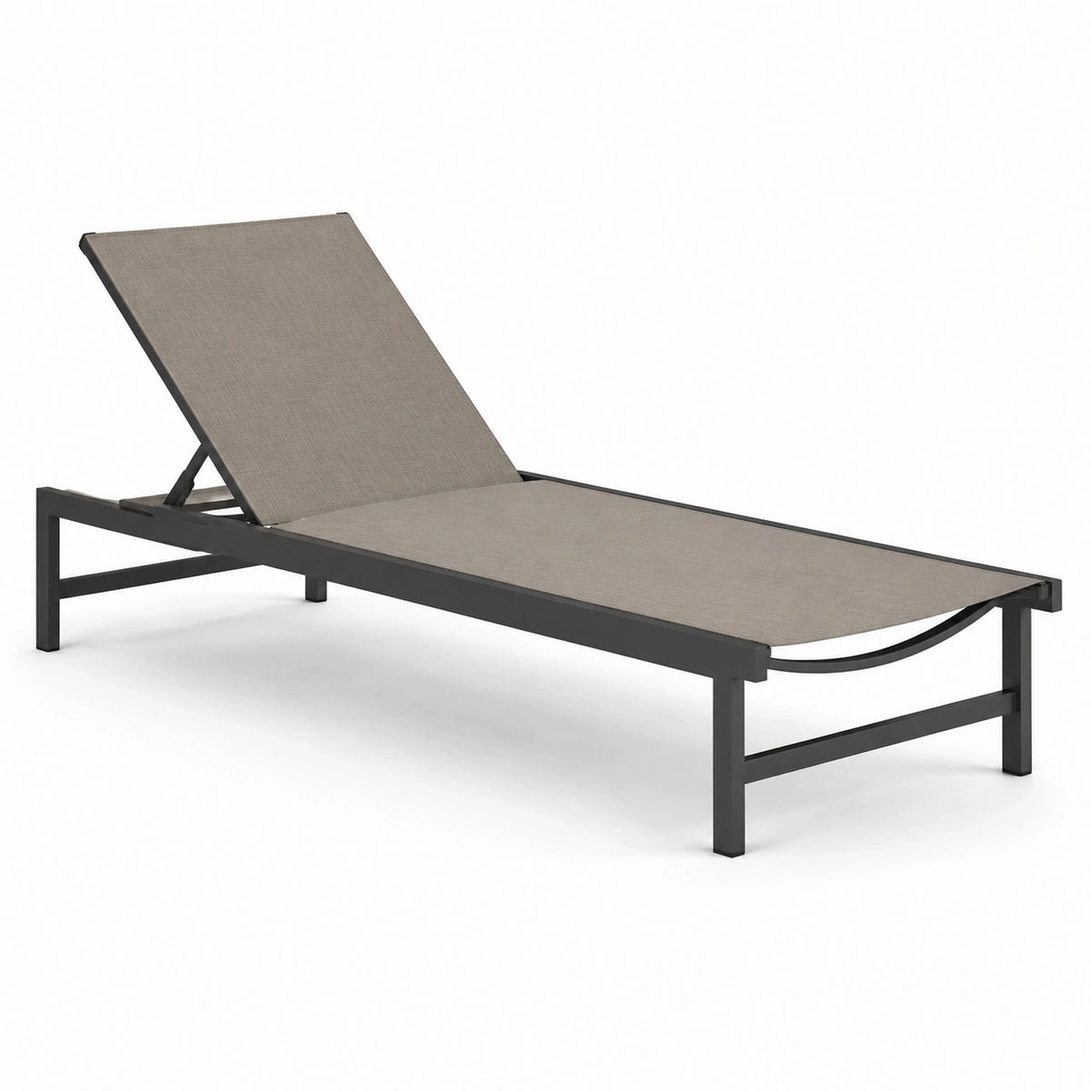 Gartenliege aus Metall und Textilgewebe, Taupe/Anthrazit, 195 × 65 × 95 cm, mit verstellbarer Rückenlehne